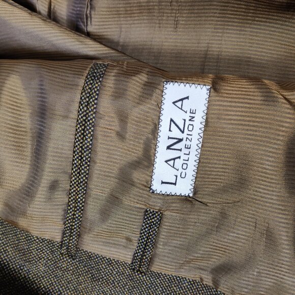 Lanza Collezione Men's Blazer Size 48L Brown Pin Check Plaid Business Casual - Picture 10 of 12